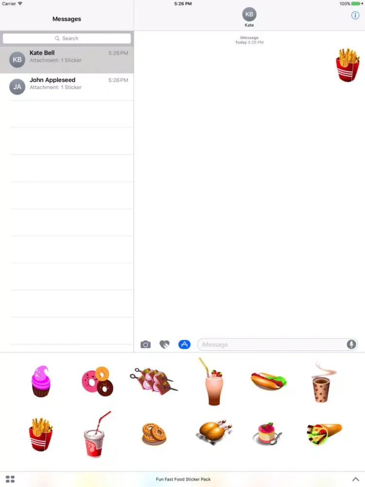 ภาพหน้าจอของ Fun Fast Food Sticker Pack for Messaging iPad 