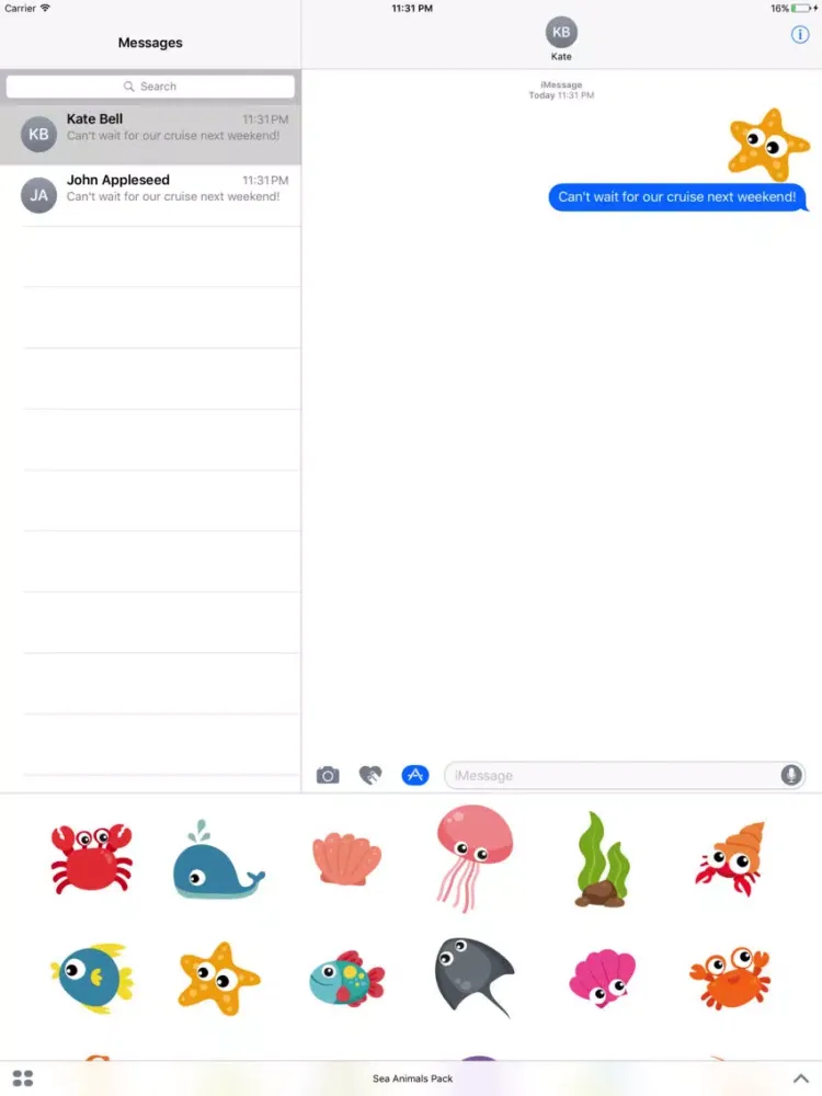 تصاویر Sea Animals Sticker Pack for Messaging iPad 