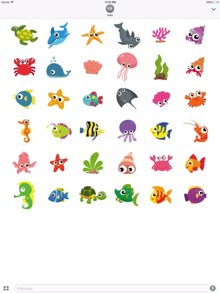 تصاویر Sea Animals Sticker Pack for Messaging iPad 