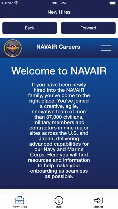 NAVAIR Onboarding App应用截图