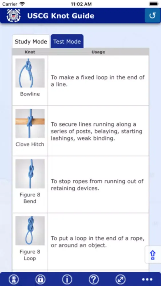 Capturas de pantalla de USCG Knot Guide