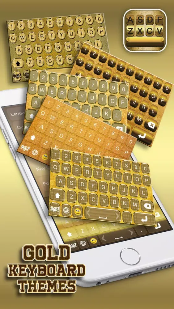 Gold Keyboard Themes – Color Text Fonts and Message Backgrounds with Glow.ing EmojiS Screenshots