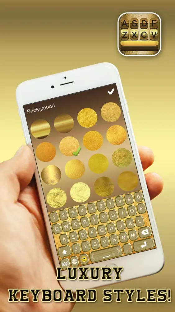 Gold Keyboard Themes – Color Text Fonts and Message Backgrounds with Glow.ing EmojiS Screenshots
