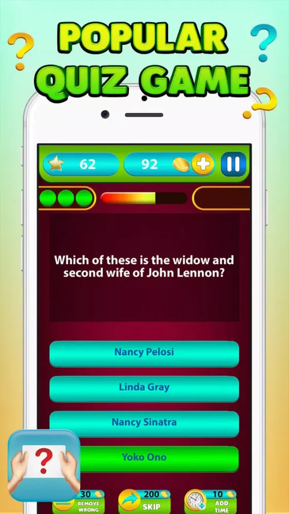 Tangkapan skrin Popular Quiz Game