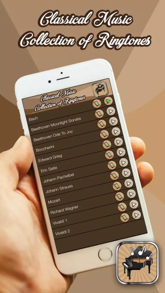 Tangkapan layar Classical Music Collection of Ringtones – Best Instrumental Theme.s and Orchestral Melodies