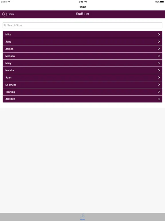Ảnh chụp màn hình của Milano Connect iPad 