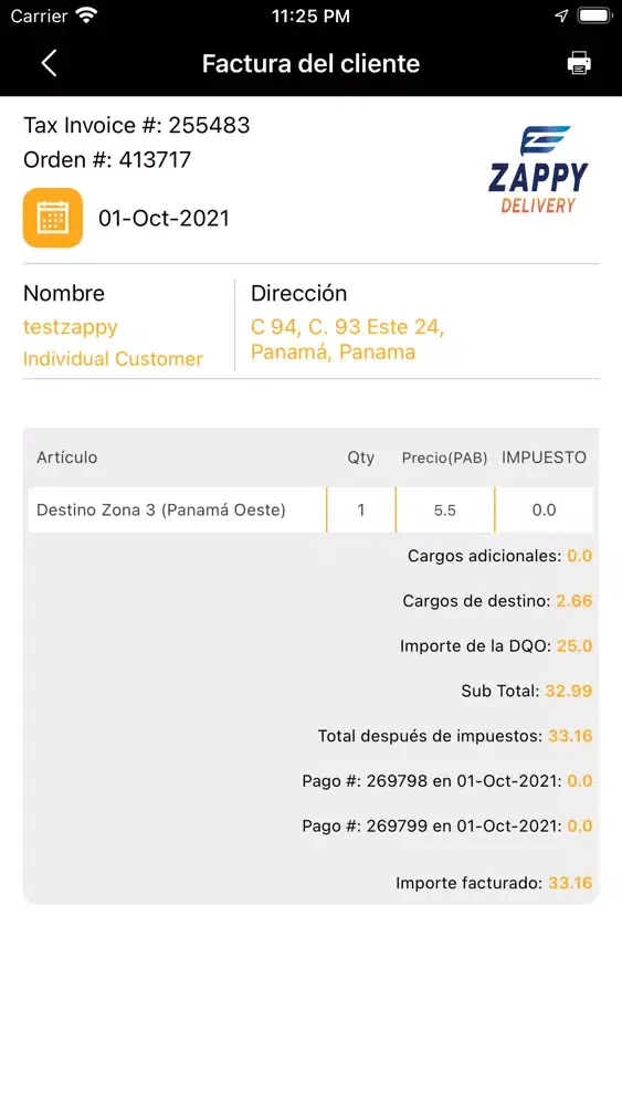 Captures d'écran de Zappy Delivery S.A.