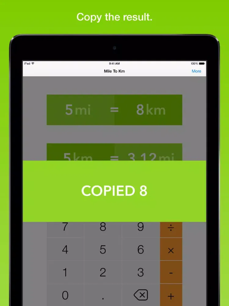 Capturas de tela do Mile To Km, the fastest distance converter iPad 