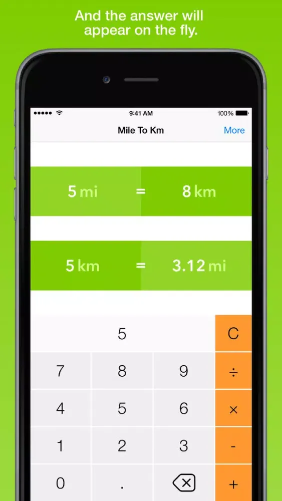 Capturas de tela do Mile To Km, the fastest distance converter