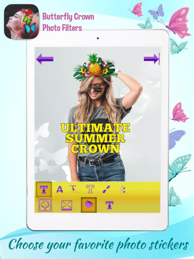 Butterfly Crown Photo Filters iPad  Screenshots