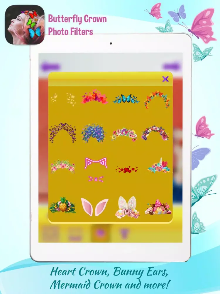 Butterfly Crown Photo Filters iPad  Screenshots