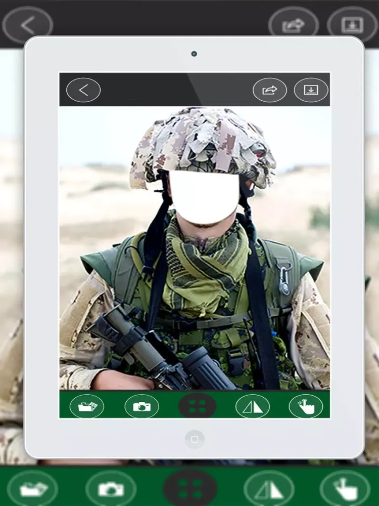 Capturas de tela do Military Army Man Suit Photo- New Photo Montage With Own Photo Or Camera iPad 