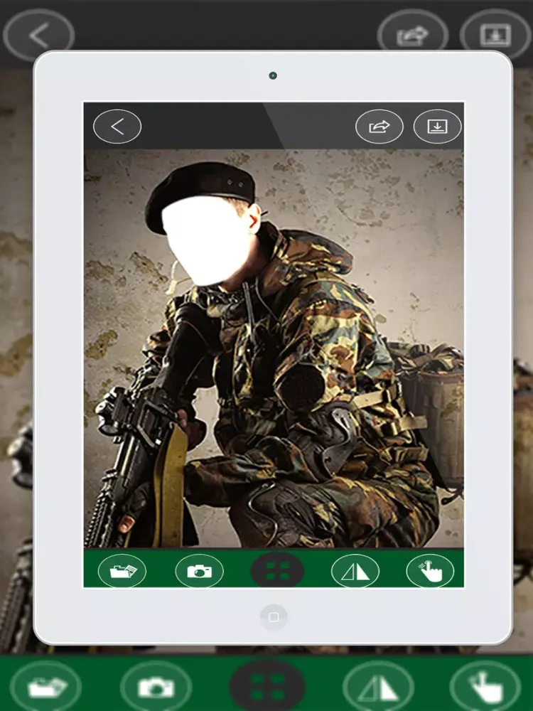 Capturas de tela do Military Army Man Suit Photo- New Photo Montage With Own Photo Or Camera iPad 