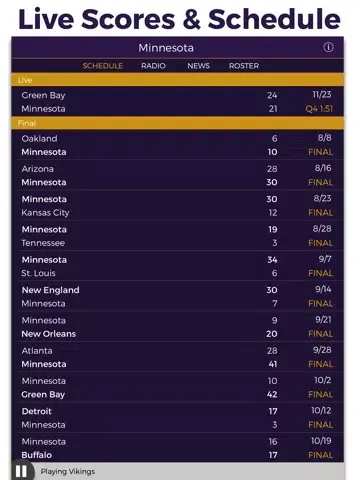 تصاویر Minnesota Football Radio & Live Scores iPad 
