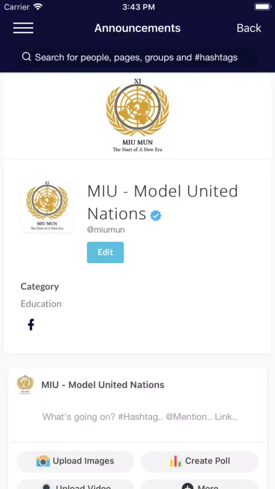 Tangkapan skrin MIU - Model United Nations