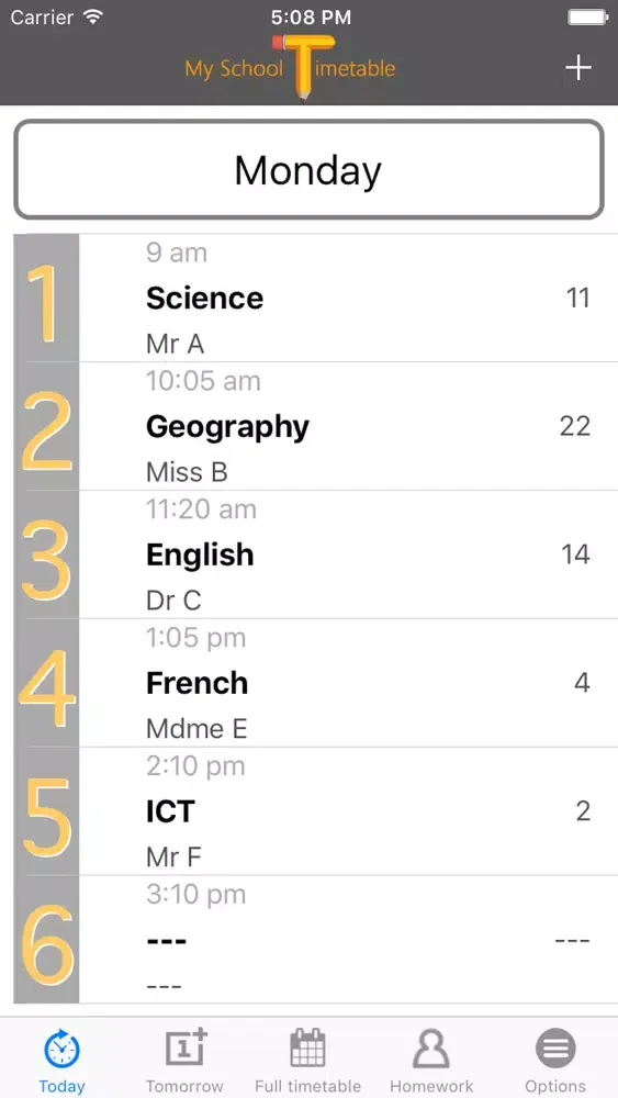 My School Timetable Screenshots