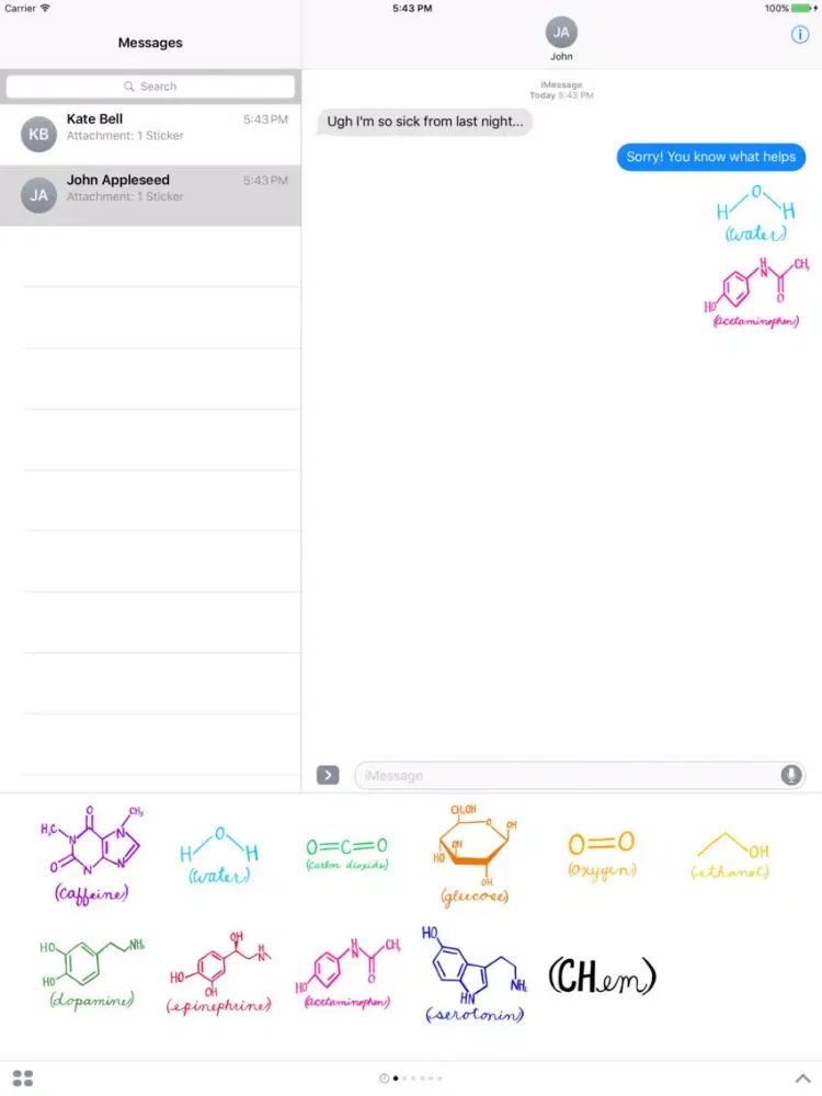 Zrzuty ekranu Chemistry Stickers iPad 