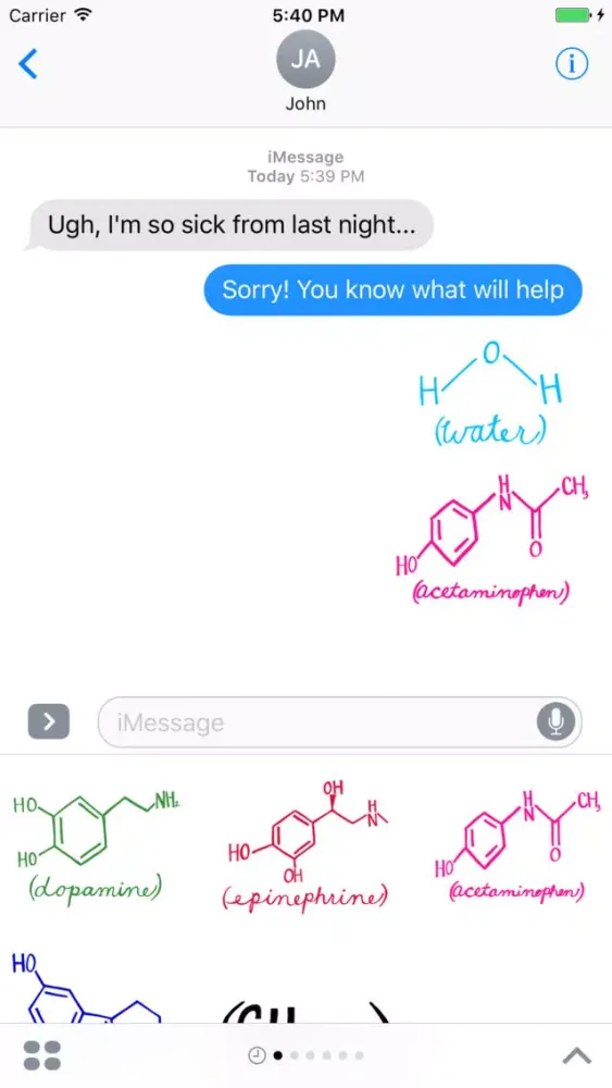 Zrzuty ekranu Chemistry Stickers