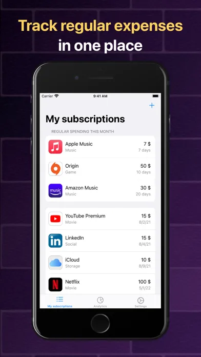 ภาพหน้าจอของ Suber - regular expenses