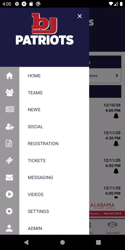 Ảnh chụp màn hình của Bob Jones Patriots Athletics