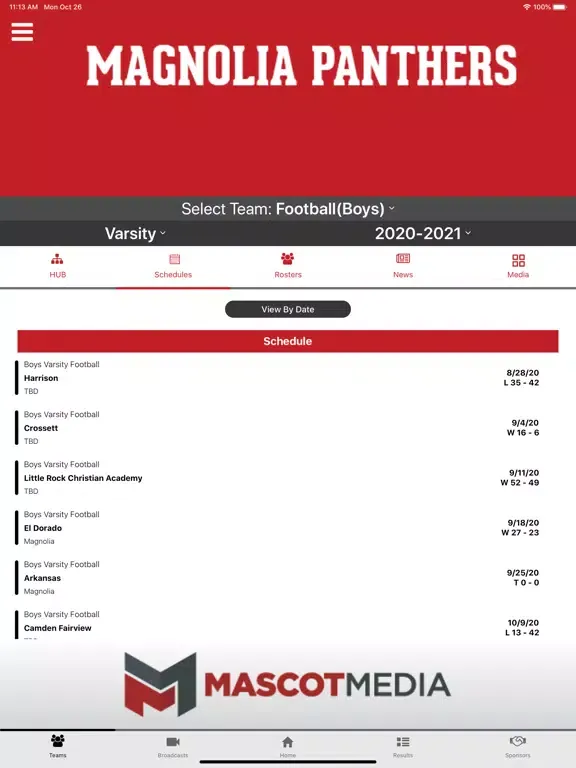 Tangkapan skrin Magnolia Panthers Athletics iPad 