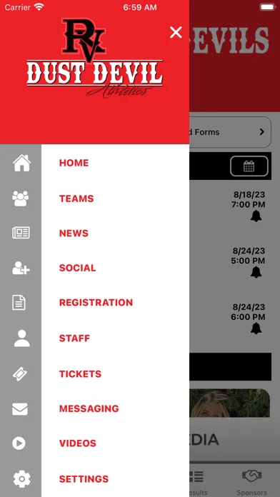 Ảnh chụp màn hình của River Valley Athletics