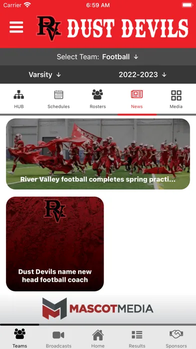Ảnh chụp màn hình của River Valley Athletics