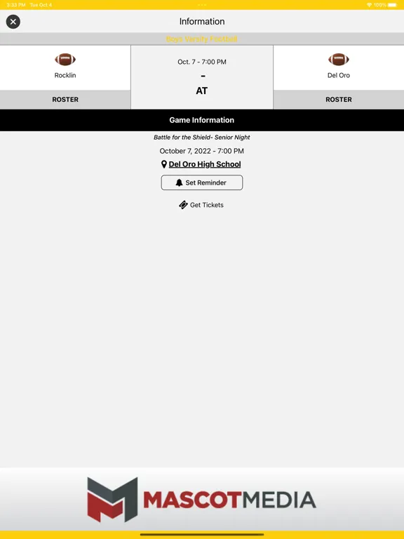 Screenshot di Del Oro Athletics iPad 