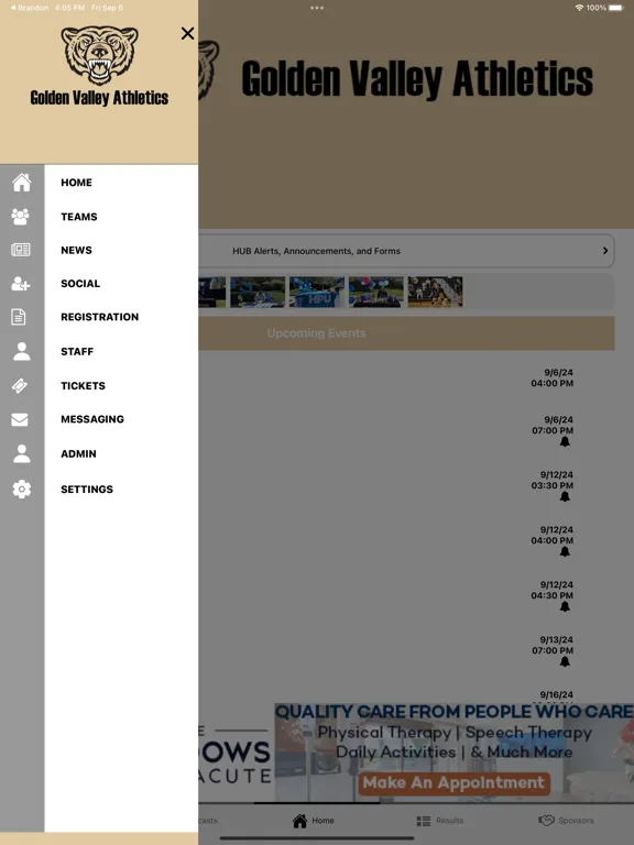 Golden Valley Athletics iPad  স্ক্রিনশট