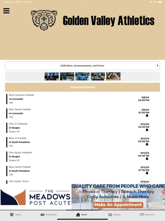 Golden Valley Athletics iPad  স্ক্রিনশট