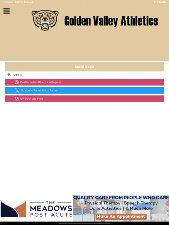 Golden Valley Athletics iPad  স্ক্রিনশট