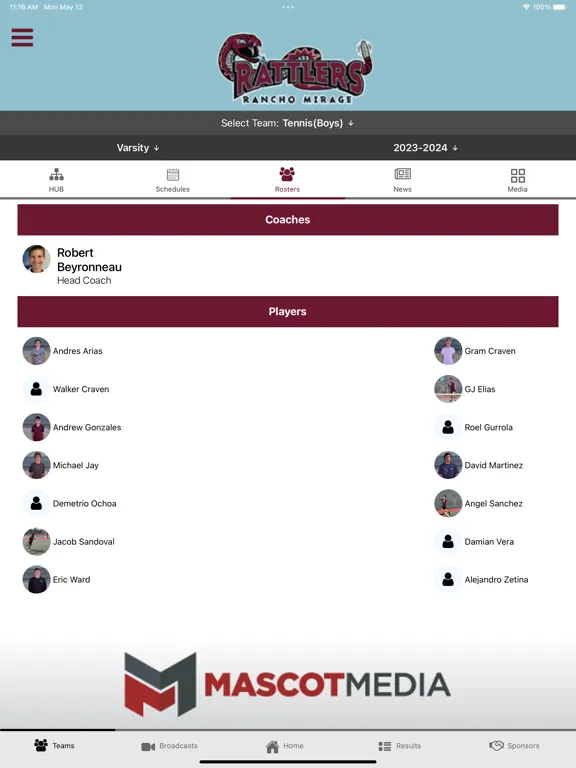 Capturas de tela do Rancho Mirage Athletics iPad 