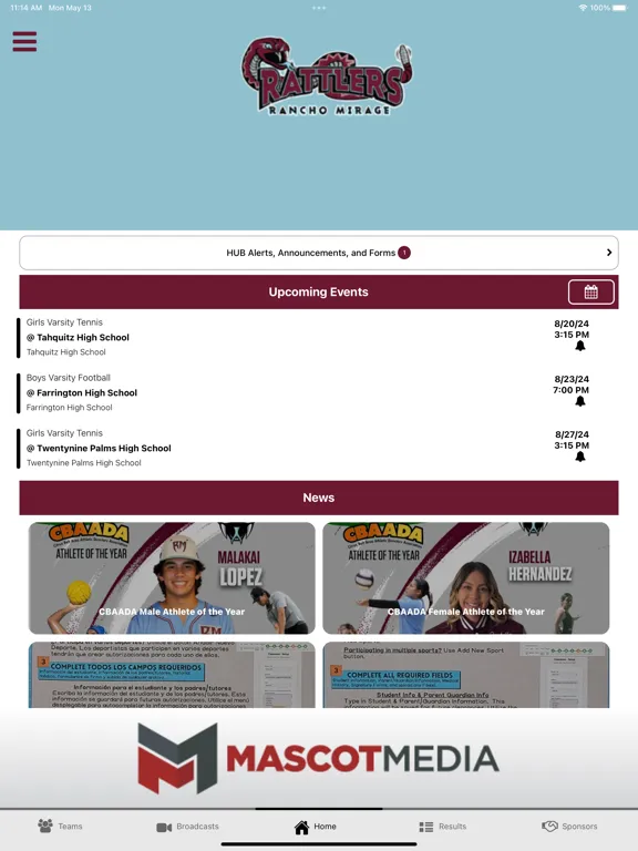 Capturas de tela do Rancho Mirage Athletics iPad 