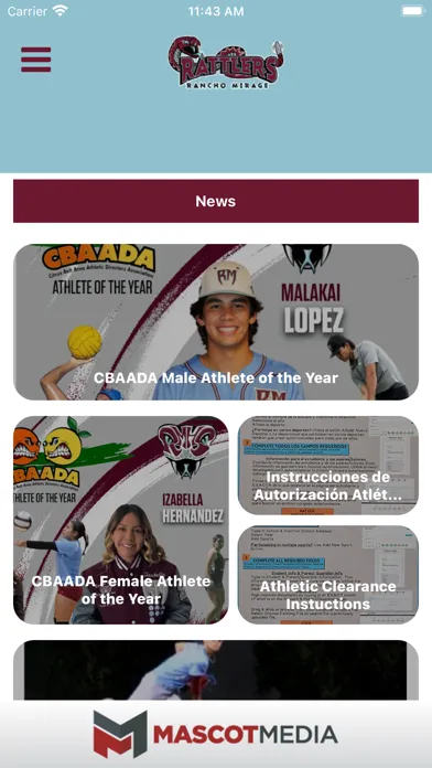 Capturas de tela do Rancho Mirage Athletics