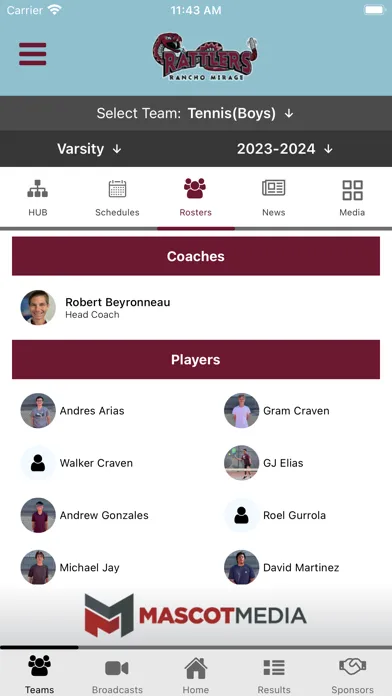 Capturas de tela do Rancho Mirage Athletics