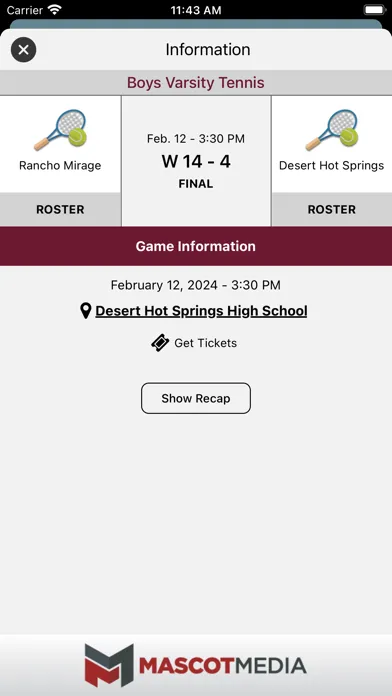Capturas de tela do Rancho Mirage Athletics