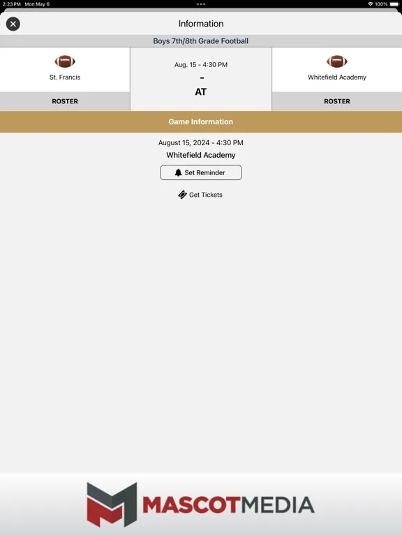ภาพหน้าจอของ Whitefield Academy Athletics iPad 