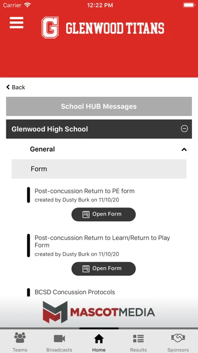 ภาพหน้าจอของ Glenwood Titans Athletics