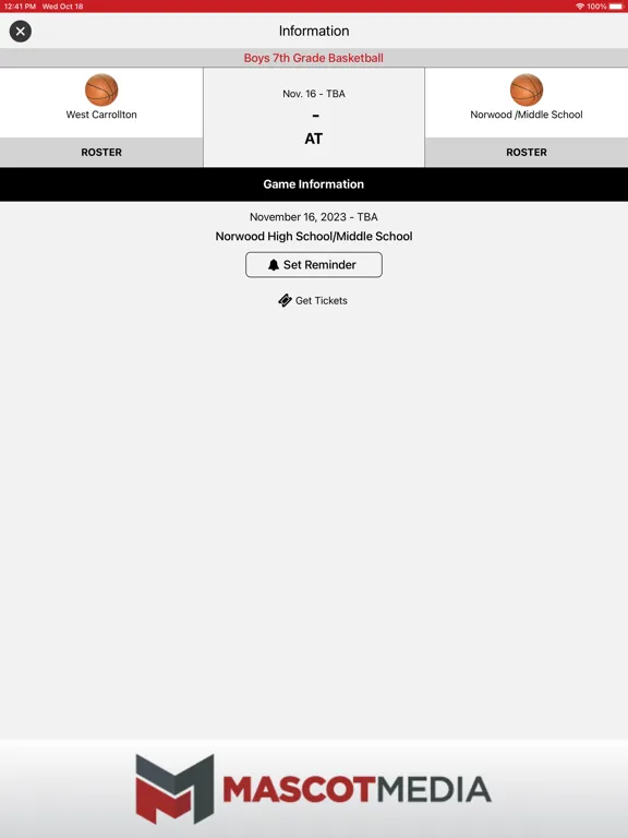 West Carrollton Athletics iPad  Screenshots