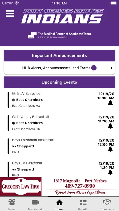 Tangkapan layar Port Neches-Groves Athletics