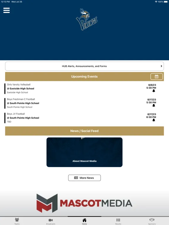 Ảnh chụp màn hình của Spartanburg Vikings Athletics iPad 