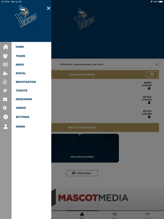 Ảnh chụp màn hình của Spartanburg Vikings Athletics iPad 