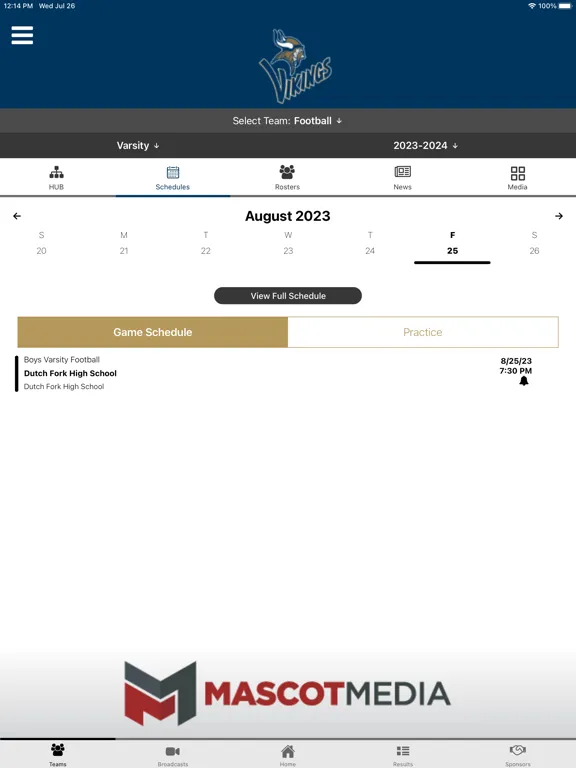 Ảnh chụp màn hình của Spartanburg Vikings Athletics iPad 