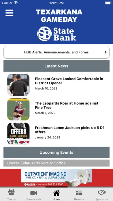 Capturas de tela do Texarkana Gameday