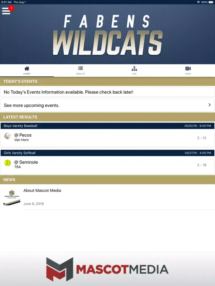Fabens Wildcats Athletics iPad  Screenshots