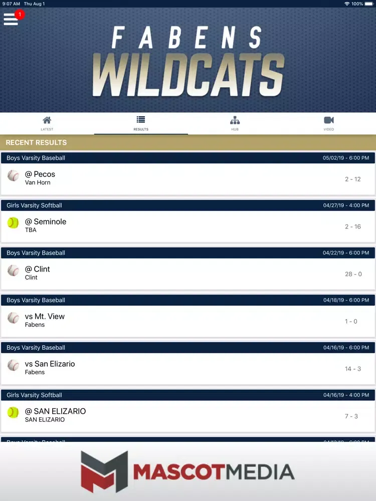 Fabens Wildcats Athletics iPad  Screenshots