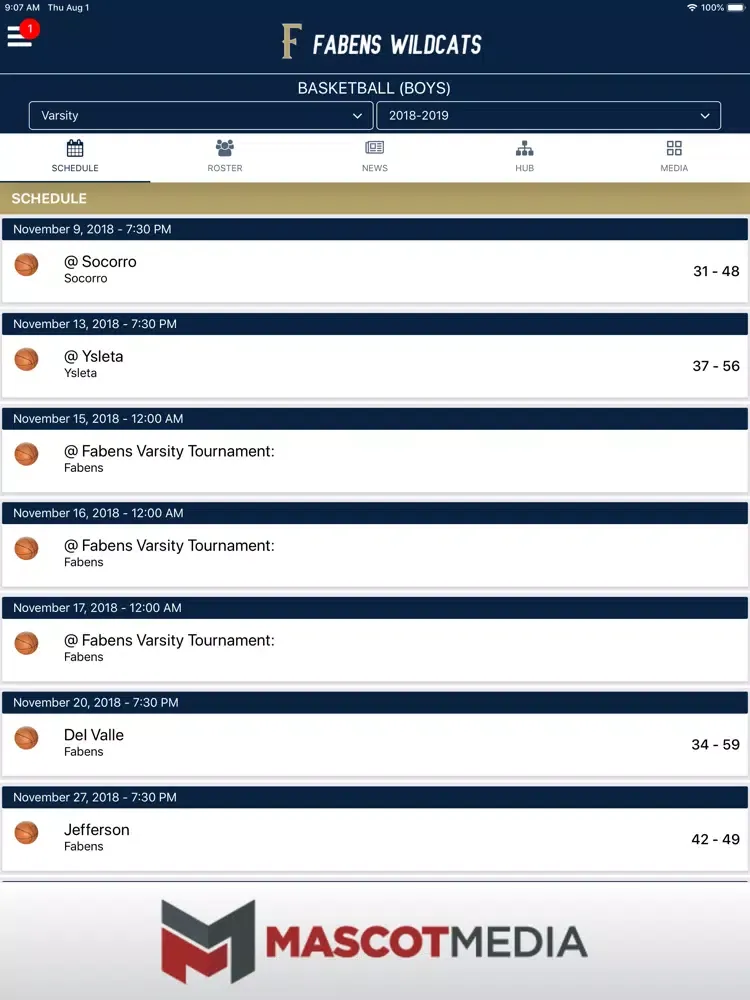 Fabens Wildcats Athletics iPad  Screenshots
