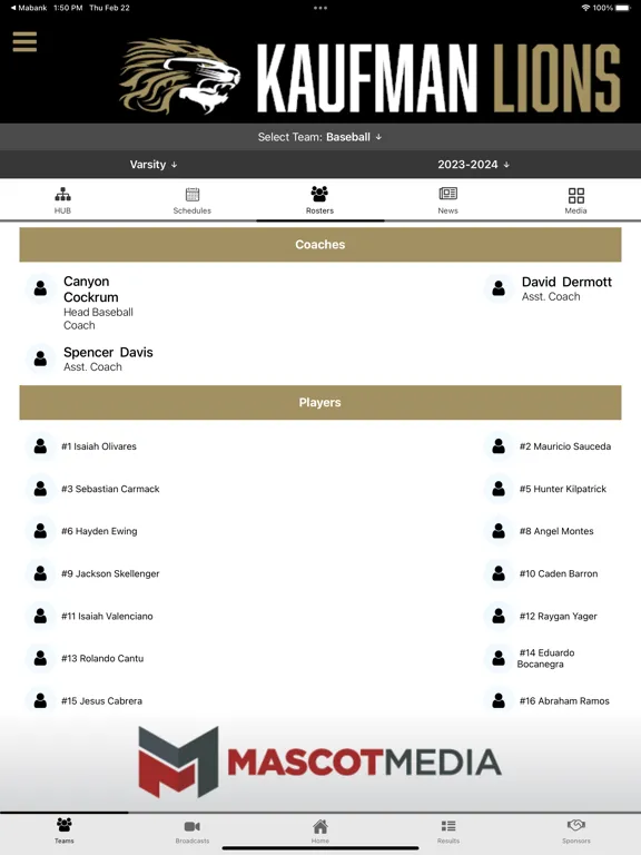 Kaufman Lions Athletics iPad  Ekran Görüntüleri