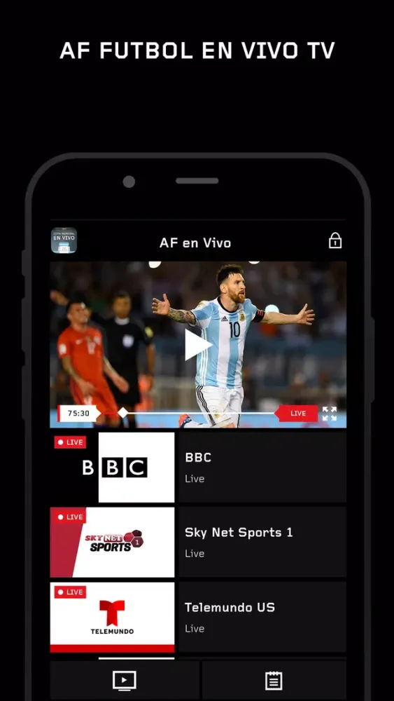 Tangkapan layar Argentina TV Live AF