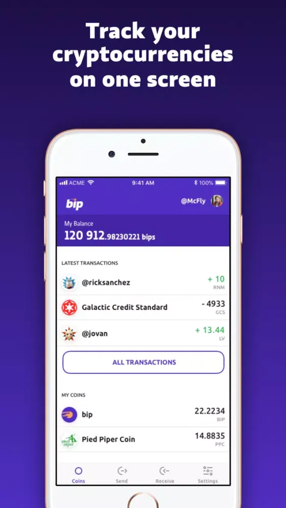 Ảnh chụp màn hình của BIP Wallet Testnet